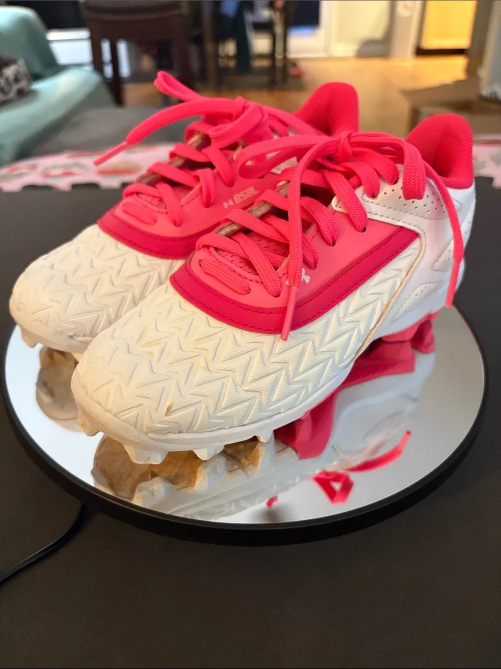 Under Armour Kids White and Hot Pink Athletic Sneakers